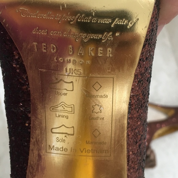 TED BAKER {7} Pumps Copper Sparkly Glitter Bow - Picture 5 of 13